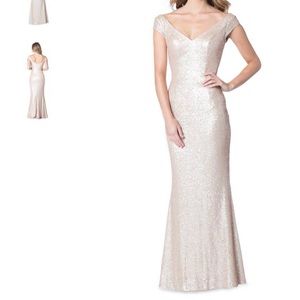 Bari Jay Champagne Sequin Bridesmaid Dress